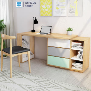 Bàn Làm Việc Hiện Đại Kết Hợp Tủ Sách Nhiều Ngăn Đa Sắc Màu Phong Cách Bắc Âu SIB Decor BLV06