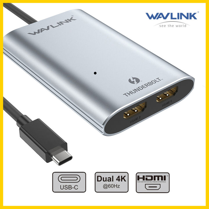 Wavlink Thunderbolt™3คู่ HDMI (2.0) จออะแดปเตอร์,Dual 4K ที่60HZ ,USB ...