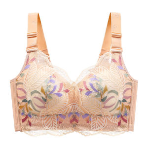Plus Size Womens Bra Push-Up Lace High Quality Wire-Free 34-52 Side Support Ladies Underwear