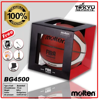 ORIGINAL BG4500 SIZE 7 BASKETBALL SET WITH BAG PUMP PIN AND NET SOCKS