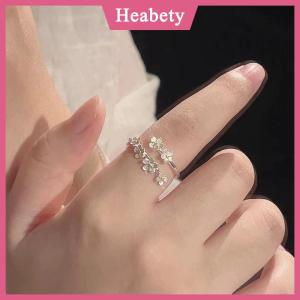 Heabety Tinh Tế Hoa Mở Có Thể Điều Chỉnh Nhẫn Cho Phụ Nữ Bạc Màu Tối Giản Ngón Tay Nhẫn Đính Hôn Đồ Trang Sức Mỹ Nữ Quà Tặng
