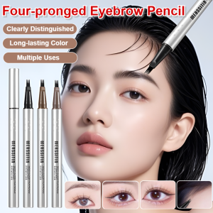 4-Pronged Eyebrow Pencil Long-Lasting Smudge-Proof Ultra-Fine Tip Natural Hair-Like Strokes Waterproof Sweatproof Dual-Ended Design