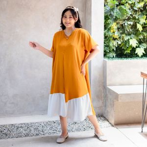 Yoenik Apparel Sujin Home Dress - Midi Dress Lengan Pendek - Daster Kekinian - Baju Busui