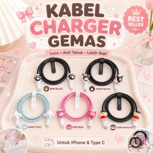 Pelindung Kabel Charger 4PCS Lucu Anti Putus Anti Tekuk Untuk iPhone Type C Android Kabel Data Karakter Kawaii