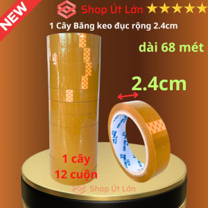 Băng keo đục rộng 2.4cm dài 68 mét lõi giấy 3mm 1 cây 12 cuộn giá tại xưởng