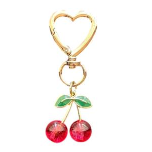 Elegant Sturde Metal Lovely Cherrys Charm Pendant Lock Keyring Fashion Accessory for Stylish Girls Women Ladies