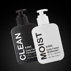 KOEC Mens Facial Skincare Set: Cleansing Facial Wash and Moisturizing Face Cream Two-Piece Set 150g