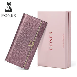 FOXER Brand Women Split Leather Wallets Female Clutch Bag Fashion Coin holder Luxury Purse for Lady Womens Long Wallet