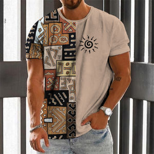 [Local Stock] HBESTY Halloween Christmas Vintage Ethnic Graphics T-shirts Summer Fashion Short Sleeve O Neck 3D Sun Printed T Shirts Simple Casual Streetwear Loose Tees