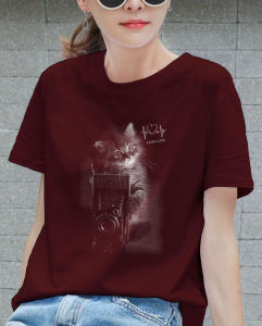 ONE7 FASHION  | CAMERA CATS / Kaos distro wanita / Atasan wanita / Kaos viral / Kaos distro wanita keren lengan pendek/ T-Shirt wanita Kasual / Kaos cewek termurah /  baju kaos cewek hitam/ kaos Oblong hitam wanita dewasa/ Baju Oblong wanita keren