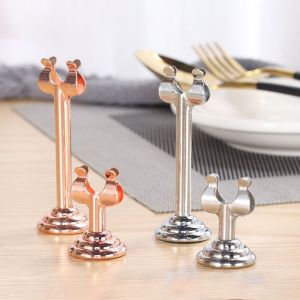DSUOVT U Shape Name Card Holder Stainless Steel Stable Base Name Card Display Stand Multifunction Price Display Rack Table Accessories