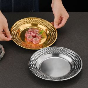 ROBERTA Stainless Stee Dinner Plate Korean Creative Portable Dessert Snack Dish Simple Household Cake Plate Tableware Supplies