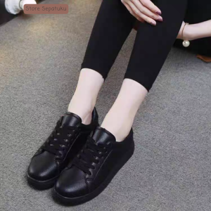 COD Sepatu Sneakers Hitam Polos Anak Sekolah SSK 569 TANPA KOTAK SEPATU