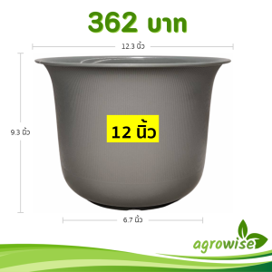 กระถาง กระถางต้นไม้ มินิมอล ถ้วยจีน ขนาด 12 นิ้ว สีเทา 5 ใบ ชิ้น อัน