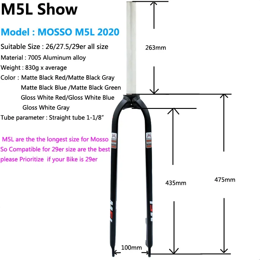 Mosso rigid fork online weight