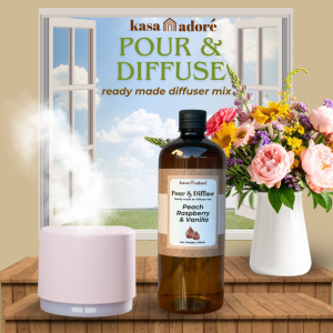 Kasa Adore | PEACH RASPBERRY AND VANILLA | Ready Made Diffuser Mix | 500ml