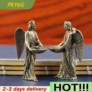 PkYeG Brass Angel Statue Figurines Desktop Decorations Creative Crafts Small Bronze Ornaments For Home Decor
