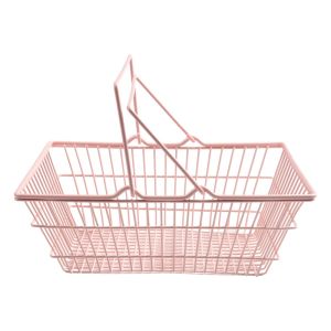 Metal Mini Storage Basket Hollow Model Shopping Cart Storage Portable Decor Stationery Holder Office