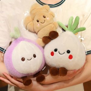 JOY TOY Ginger Dolls Vegetable Elf Plush Toys Stuffed Animal Cartoon Onion Plush Dolls Funny Kawaii Garlic Plush Toys Christmas Gift