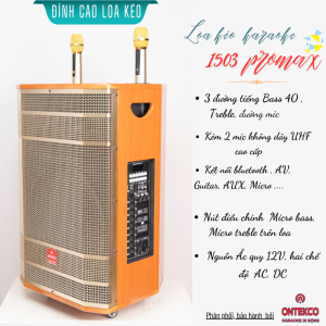 Loa kéo karaoke bluetooth ontekco 1503 1503 promax sang trọng bass 40 công suất lớn 3 đường tiếng bass treble mic