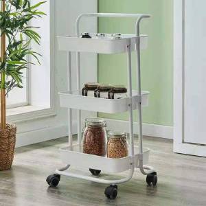 ชั้นวาง 3 ชั้น พร้อมล้อเลื่อน ที่จับ รถเข็นของ รถเข็นอาหาร ชั้นวาง Rolling Cart Shelf พร้อม Lifting Handle
