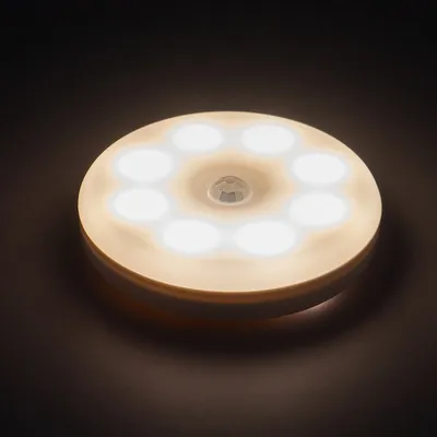 Đèn ngủ cảm ứng người loại đèn cảm biến chuyển động thông minh treo phòng ngủ tủ quần áo hành lang lối đi dạng dính hình tròn có cổng sạc usb