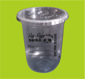 CUP PLASTIK OVAL DAN TUTUP Sablon Satu Warna isi Paket 200 Pcs