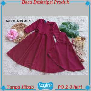 Gamis Sholihah Tanpa Jilbab | Baju Bahan Diamon Anak Perempuan dan Dewasa | Seragam Lebaran Terbaru
