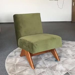 Wabi-sabi style comfortable sofa chair senior designer r solid wood living room balcony single backrest leisure chair
