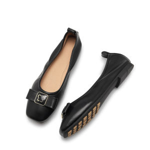 Giày Trứng Cuộn Đế Mềm Nơ Bướm Mẫu Mới Giày Ba Lê Giày Đơn Khí Chất Đế Bằng Miệng Nông Nữ 777-2#