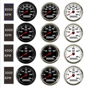 3000 RPM 6000 8000 Rpm Tachometer Tacho Meter Đo Hourmeter 12V/24V 85Mm Toerenteller Xe Động Cơ Cảm Biến Đo Mét Con Trỏ Cho Marine Boat Xe Xe Tải