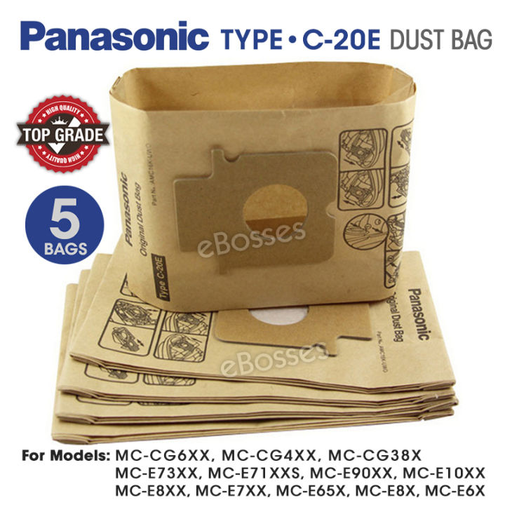 5 X Panasonic Sacchetti per Aspirapolvere C-20E Tipo - MC-E64 5 X Panasonic Sacchetti per Aspirapolvere C-20E Tipo - MC-E64
