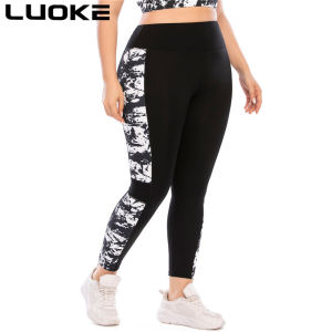 LUOKE Yoga Pants for Women Sport Pants Black Vertical Border Pattern Large Size Casual Wear Can Wear 94 Kg