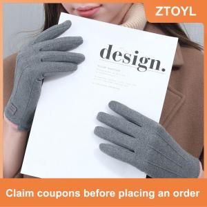 【ZTOYL】 Women Winter Thick Plush Gloves Fashion Warm Suede Outdoor Guantes Lady Touchscreen Driving Gloves Sports Cycling Mittens
