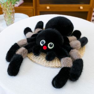 YOUSHI TOP Mô phỏng Búp bê nhồi bông mắt màu nhện Mềm mại Trang trí Halloween Đồ chơi thú nhồi bông hình nhện Dễ thương Thoải mái Búp bê thú cưng bò màu đen Đồ dùng tiệc tùng