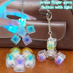 Rotatable Keyboard Fidget Fidget Spinner Keychain Mechanical Axis LED Light Crystal Clicker Stress Relief Sensory Therapy Finger