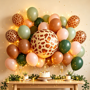 46-piece balloon set birthday-themed balloons with leopard print foil balloons suitable for American retro wild style outdoor picnic parties jungle party decorations girls sassy birthday parties and party balloon decorations.