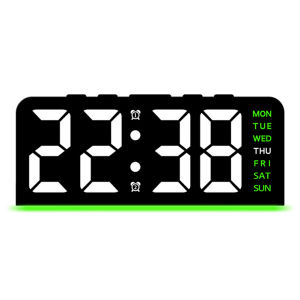 【HOSPORT】 LED Digital Alarm Clock Electronic Wall Clock Large Number Display Bedside Alarm Clock Multifunctional Boarderless Wall-mounted Clock for Students