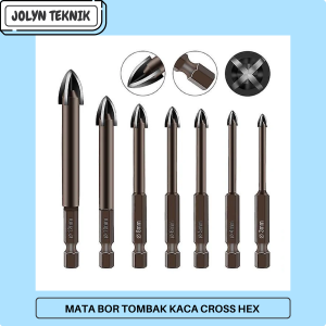 MATA BOR CROSS HEX TILE BITS KERAMIK KACA POSELEN 4/5/6/8/10/12mm