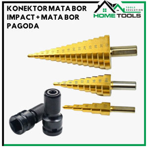 Paket Konektor Adaptor Mata Bor Impact Wrench 1/2 Inch Adapter Converter Ke Mata Obeng Hex Dan Mata Bor Spiral Bisa Untuk Baja Mata Kerucut 3 Pcs