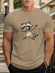 T Shirt For Mens Raccoon 100% Cotton Graphic Print Summer Round Neck Tee Casual Breathable Streetstyle Daily Cool T Shirt