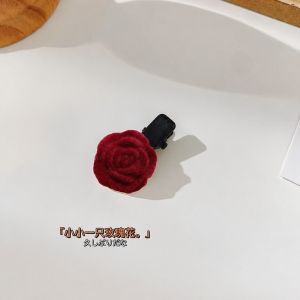 Red Velvet Rose Hair Clip Flower Hair Claw for Women Girls Elegant Floral Hair Accessories Korean Style