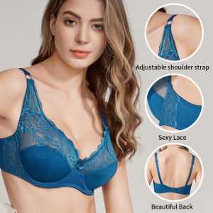 ShiErHua Hot Full Cup Thin Underwear Small Plus Size Wireless Adjustable Lace Womens Bra Breast Cover C D Cup Large Size Bras