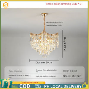 【3-Color Light】Chandelier Luxury LED Indoor Lighting Kitchen Lamps Crystal Ceiling Light Lights Lamp living room Lights for Ceiling Design