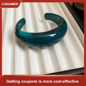 【CANAMEK 】 Vintage Smooth Round Acrylic Cuff Bangles For Women Exaggerated Jelly Color Smudging Bangle Wide Bracelet Accessories Gift
