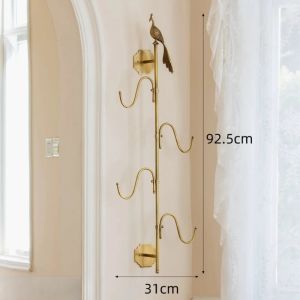 Sacesr Creative Wall Clothes Hangers Nordic Luxury Brass Wall Clothes Hangers Peacock Rotatable Hook Hanger Entrance Hall Furniture Q3P9R