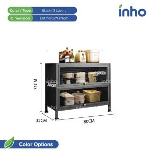 INHO L55-100cm (3-5 Layers) Multipurpose Kitchen Dish Storage Cabinet With Door Microwave Oven Shelf