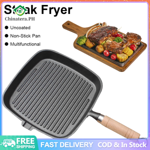 Cast Iron Skillet Frying Pan Non-stick Coated Heavy Duty Kitchen Cookware for Steak and Home Use