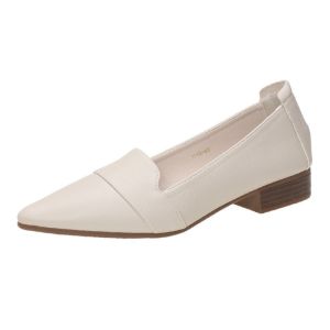 Free Shipping Autumn New Collection: Chunky-Heeled Low-Heeled Shallow-Toe Pointed-Toe Soft Leather Versatile And Stylish Slip-On Shoes For Everyday Wear