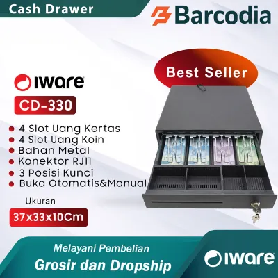 BARCODIA Cash Drawer Iware Cd-330B Metal Cash Drawer Rj-11 Rj 11 4Bill 5Coin Laci Uang Kasir bahan metal